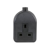 black 1 way rubberised uk socket