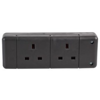 2 way black extension socket