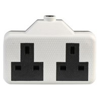 white 2 gang rubberised extension socket