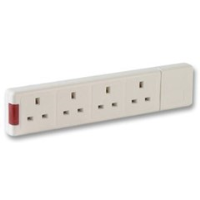 4 gang uk extension socket white