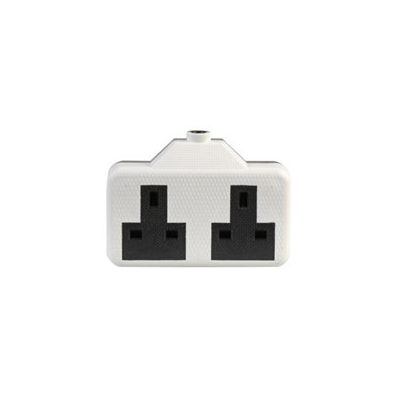 white 2 gang rubberised extension socket