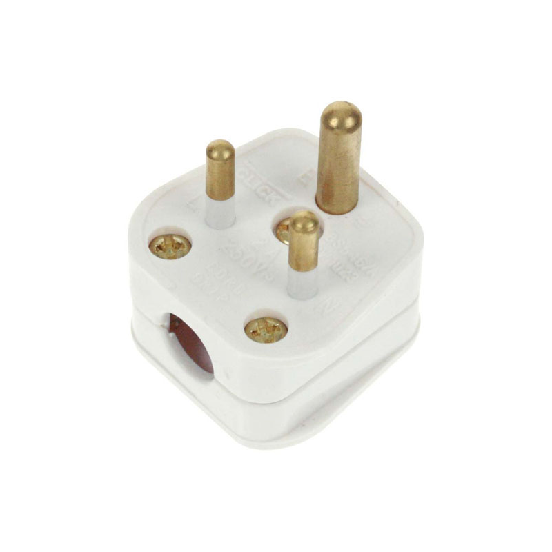 White 2 Amp 3 Pin Round Plug