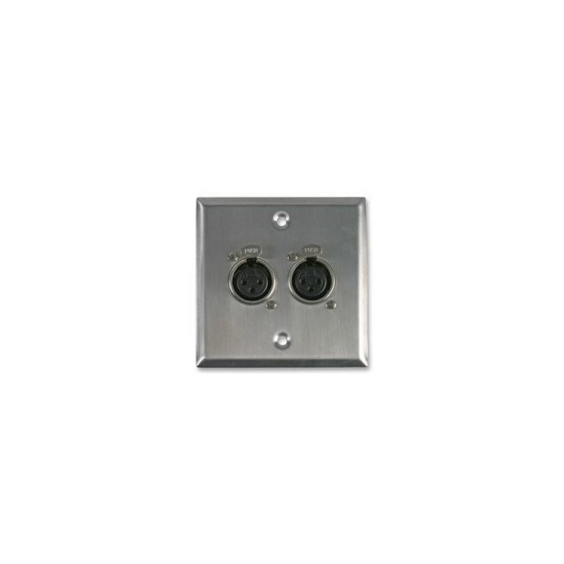 Metal Single Gang Twin Xlr Socket Solder Wall Plate