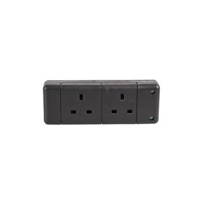 2 way black extension socket