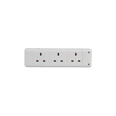 3 way uk white extension socket