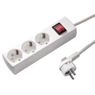 European Extension Socket 3 Gang Switch. 1.5 Metres