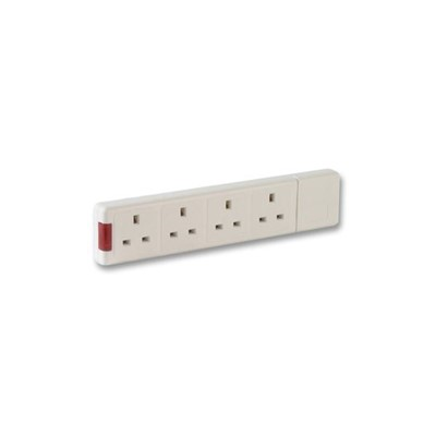 4 gang uk extension socket white