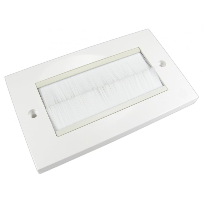 White Double Gang White Brush Wall Plate