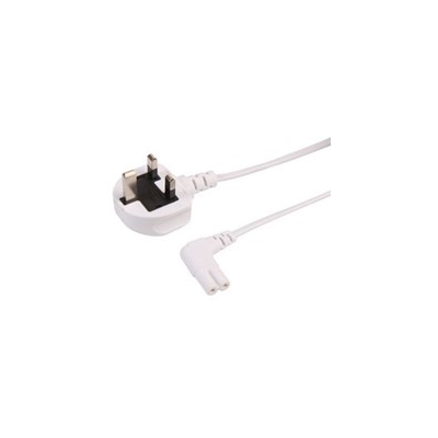 UK to Right Angled C7 White Power lead 3 Metre