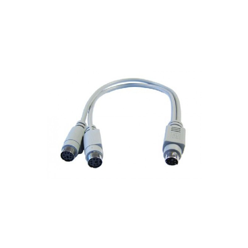 Ps/2 Splitter Cable, 6 Pin Mini Din Splitter. Male To 2 X Females. 0.25