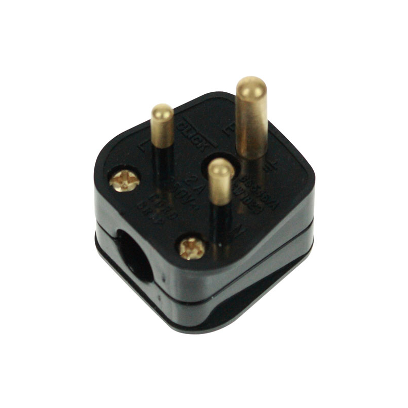 Black 2 Amp 3 Pin Round Plug Bs546