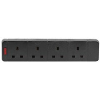 4 way black uk extension socket