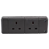 2 way black extension socket