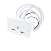 White plastic 2 metre Twin HDMi and USB Wall Plate