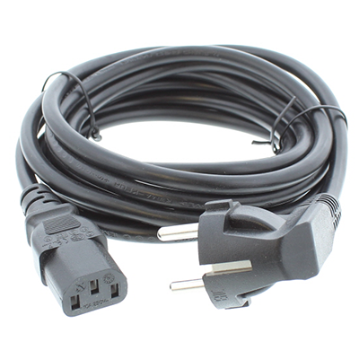 European to Right Angle C13 Power Cable. 3 Metre