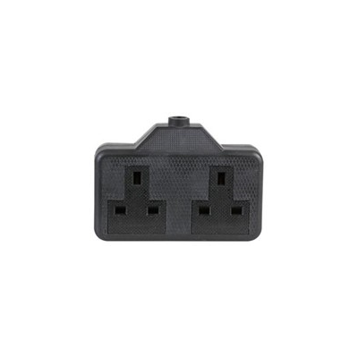 2 gang rubberised uk extension socket black