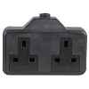 2 gang rubberised uk extension socket black